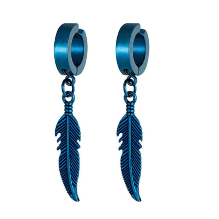 Boucles d’Oreilles Rock – Plume Sauvage Couleur Bleu