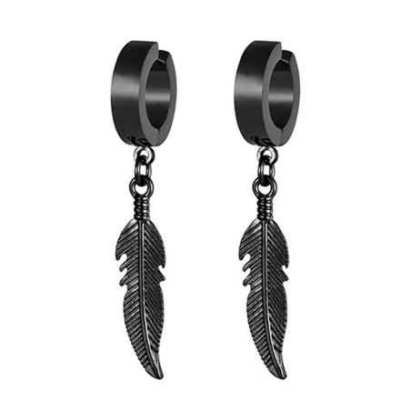 Boucles d’Oreilles Rock – Plume Sauvage Couleur Noir