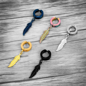 Boucles d’Oreilles Rock – Plume Sauvage - 5 couleurs au choix !