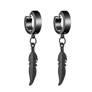 Boucles d’Oreilles Rock – Plumes Sombres Couleur Noir