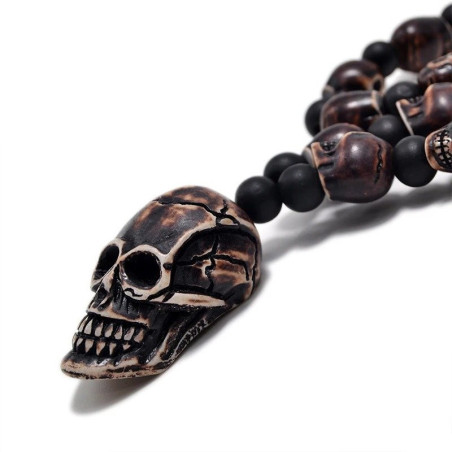 Détatils crâne du Collier Tête de Mort Tribal Crânes Ancestraux d’Ébène
