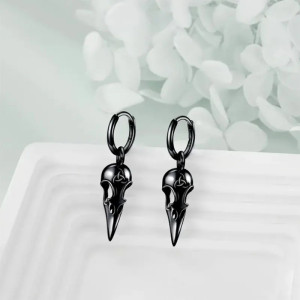 Magnifique Boucles d'Oreilles Goth Corbeau Sombre coulelur noir