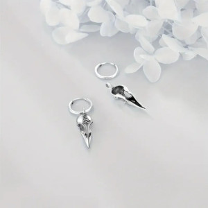 Détails des Boucles d'Oreilles Goth Corbeau Sombre coulelur argent