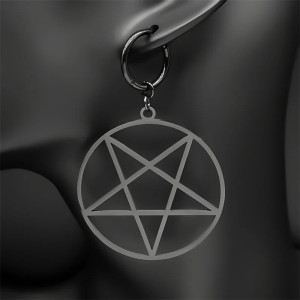 Vue portée Boucles d’Oreilles Gothique Pentacle Cercle Occulte