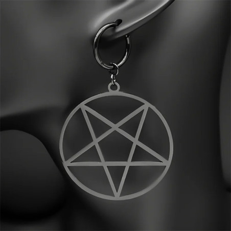 Vue portée Boucles d’Oreilles Gothique Pentacle Cercle Occulte