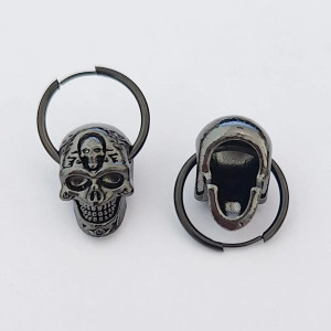 Détails Boucles d’Oreilles Tête de Mort Sceau du Repos Éternel Couleur Noir