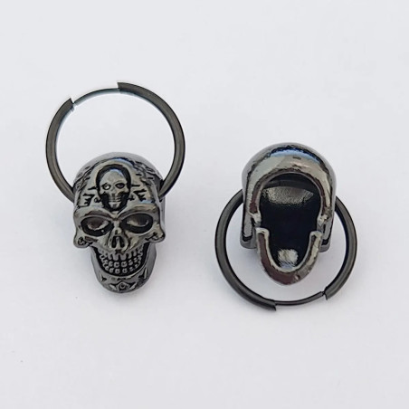 Détails Boucles d’Oreilles Tête de Mort Sceau du Repos Éternel Couleur Noir