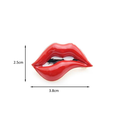 Dimensions Broche Lèvres Glam Rock "Baiser Envoûtant"
