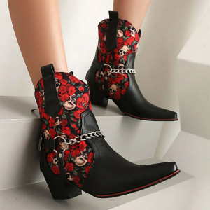 Bottes Tête de Mort "Roses du Désert Sombre"