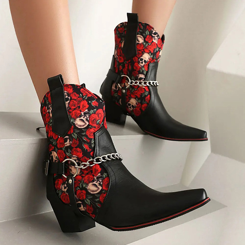 Bottes Tête de Mort "Roses du Désert Sombre"
