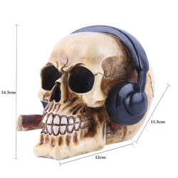 dimensions Crâne tête de mort Résine Musicien avec Cigare