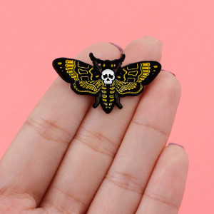 Écusson Tête de Mort Papillon Poison Doré