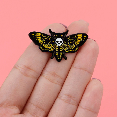 Écusson Tête de Mort Papillon Poison Doré