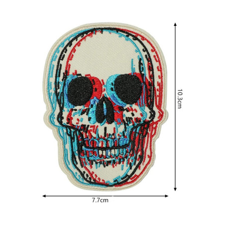 Dimensions Écusson Tête de Mort Crâne 3D Anaglyphe