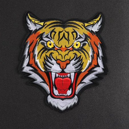 Écusson Rock Tête de Tigre Rugissant 20 cm x 17.5 cm