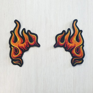 Vue générale Patchs brodés Flammes de Motard15 cm x 10 cm - 2 pièces !