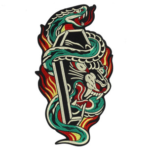 Écusson Brodé Style Tattoo – "Panthère Maudite et Serpent du Jugement"