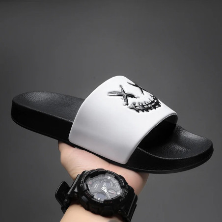 Claquettes Tête de Mort – "Smile X-Trême" Couleur Blanc