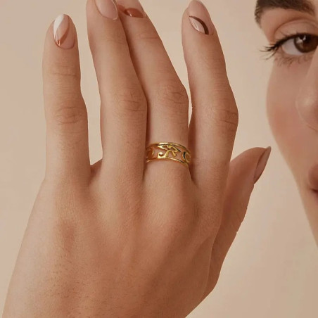 Vue Portée Bague Oeil d'Horus 'Protection Éternité'