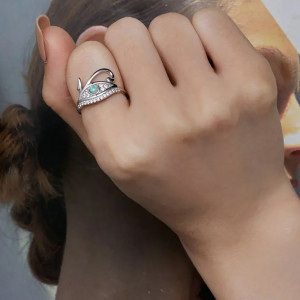 Vue Portée Bague Oeil d'Horus 'Clarté Céleste' - Argent Sterling 925 !