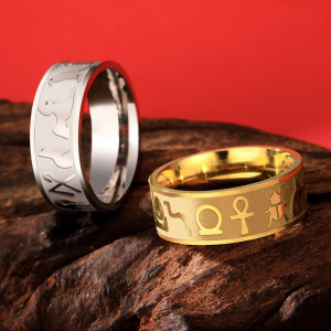 Bague Sceaux Égyptiens 'Éternité Lumineuse'