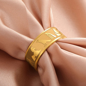 Bague Sceaux Égyptiens 'Éternité Lumineuse' Couleur Or