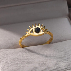 Bague Oeil d'Horus 'Obsidienne Mystique' Modele 2