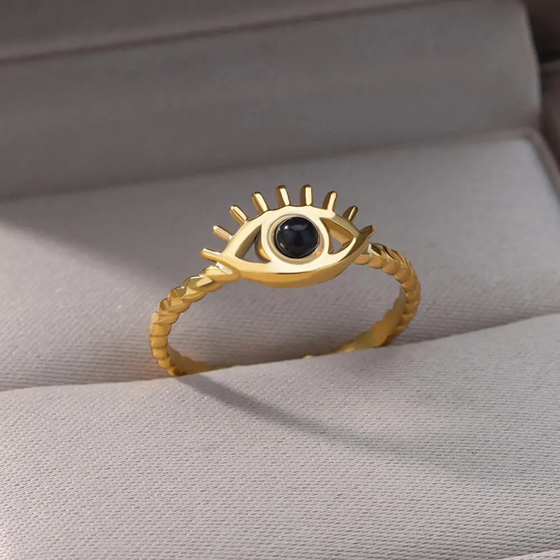 Bague Oeil d'Horus 'Obsidienne Mystique' Modele 2