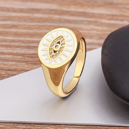 Bague Oeil d'Horus Gardienne de Ra Couleur Blanc