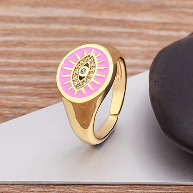 Bague Oeil d'Horus Gardienne de Ra Couleur Rose