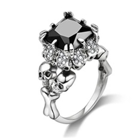 Bague Tête de Mort Cristal Couleur Argent