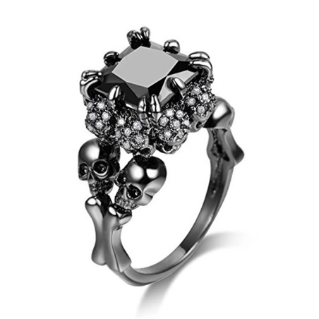Bague Tête de Mort Cristal Couleur Noir