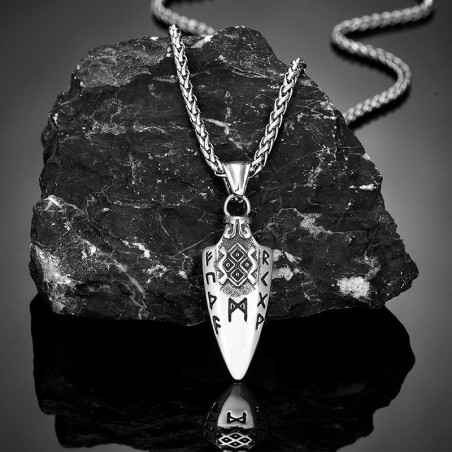 Collier Viking - Talisman Runique - "Griffe des Anciens" Couleur Argent