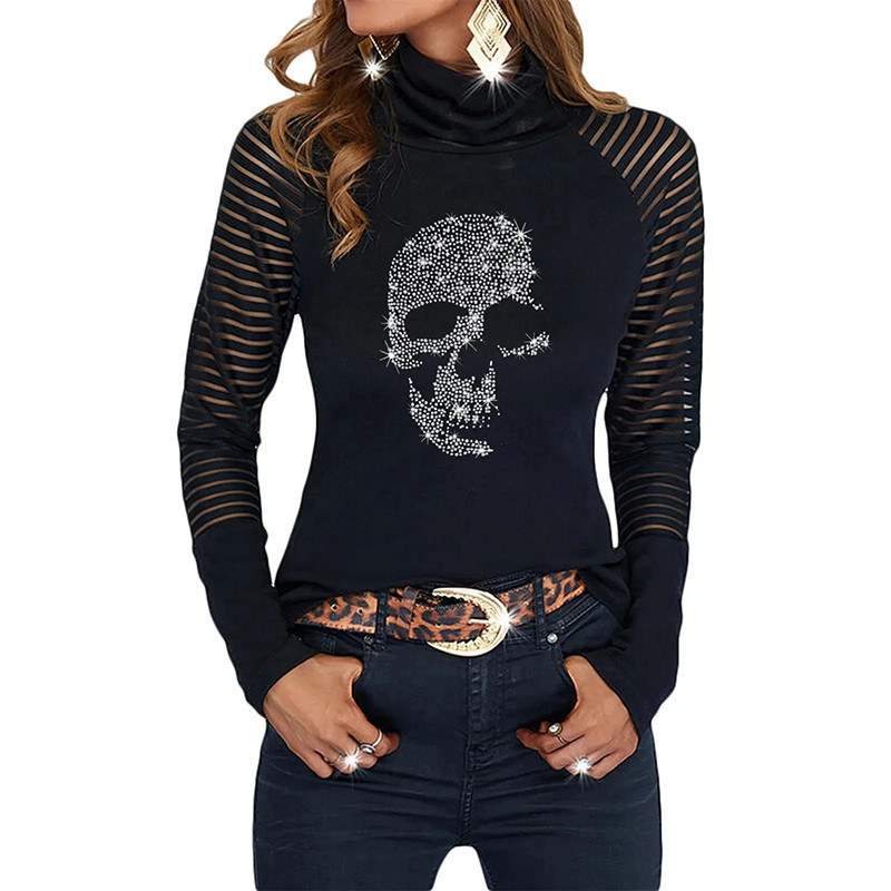 Haut Femme à motif Tête de Mort Strass