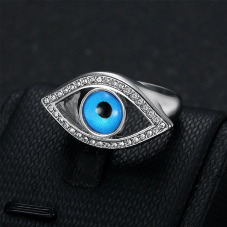 Magnifique Bague Œil d'Horus 'Éclat Divin' - couleur Argent