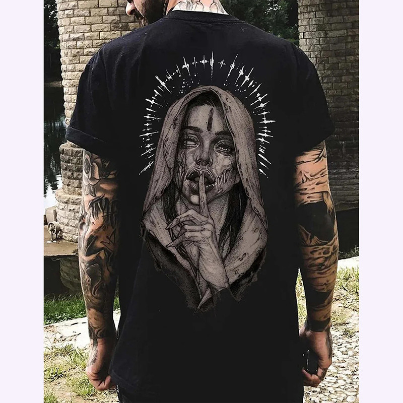 T-shirt Tête de Mort "Sainte du Silence Macabre" Couleur noir