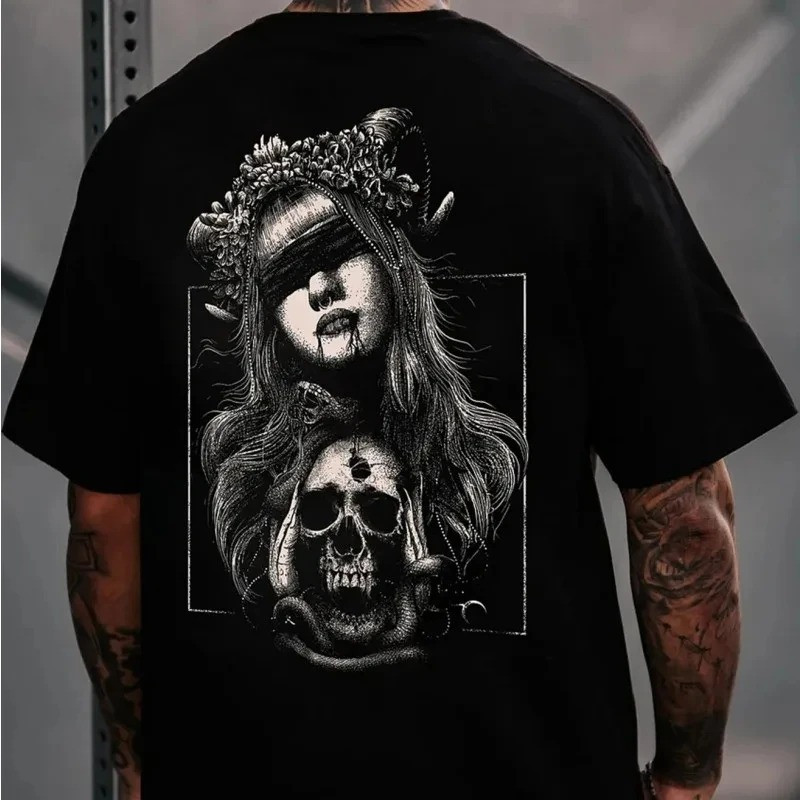 T-shirt Tête de Mort "Reine Aveugle et Crâne Damné"