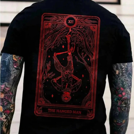 T-shirt Tête de Mort "Carte Maudite – Le Pendu"