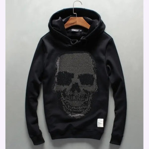 Sweatshirt Tête de Mort - "Crâne Noir Cristallisé" Couleur Noir