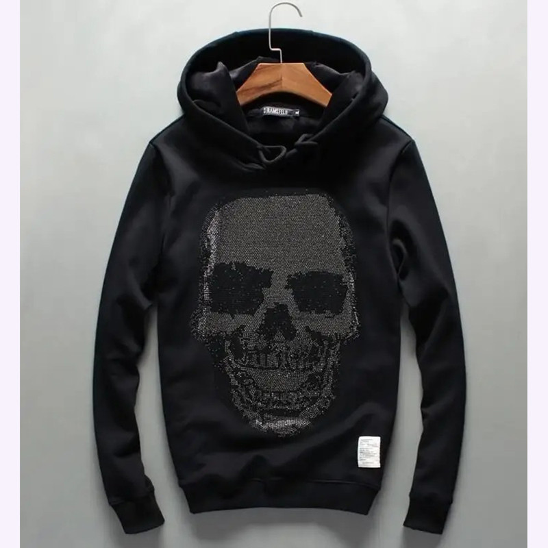 Sweatshirt Tête de Mort - "Crâne Noir Cristallisé" Couleur Noir