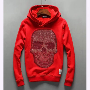 Sweatshirt Tête de Mort - "Crâne Noir Cristallisé" Couleur Rouge