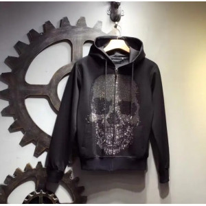 Sweatshirt Zippé Tête de Mort - "Crâne Sombre Scintillant"