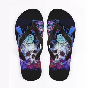 Tongs tête de mort à motif crâne Santa Muerte pour femme Modele 1