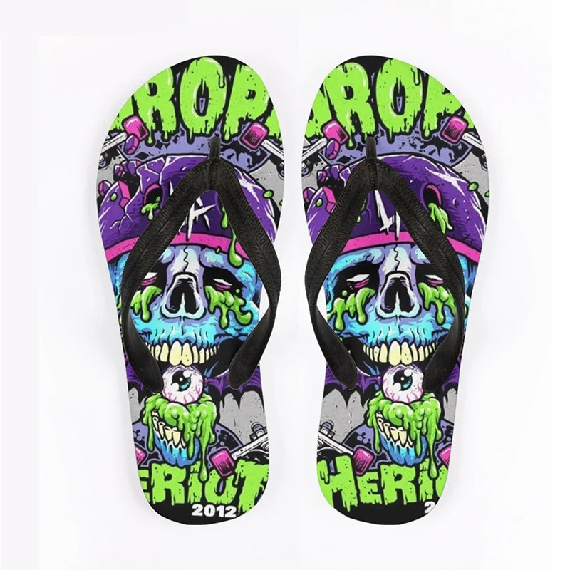 Tongs tête de mort à motif crâne Santa Muerte pour femme Modele 3