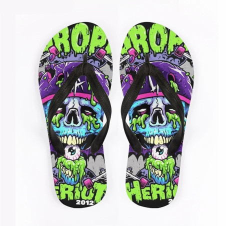 Tongs tête de mort à motif crâne Santa Muerte pour femme Modele 3