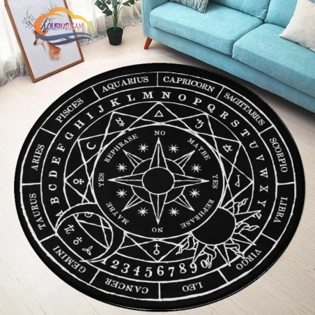 Tapis Occulte "Cercle Astral Divinatoire" - Zodiaque, Pentagramme & Oracles