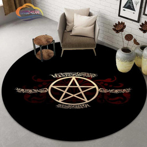 Tapis Occulte "Pentacle Baroque Sanguin" - Arabesques Énigmatiques & Aura Occulte