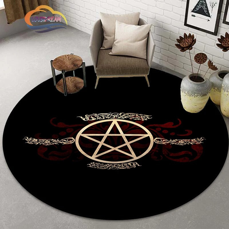 Tapis Occulte "Pentacle Baroque Sanguin" - Arabesques Énigmatiques & Aura Occulte