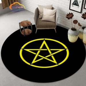 Tapis Occulte "Pentacle Néon Solaire" - Éclat Mystique & Énergie Lumineuse