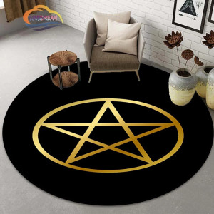 Tapis Occulte "Pentacle Doré" - Élégance Mystique & Sceau de Lumière